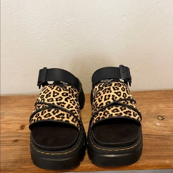 Dr. Martens Leopard Print Mattison Slide Sandals - Picture 2 of 8